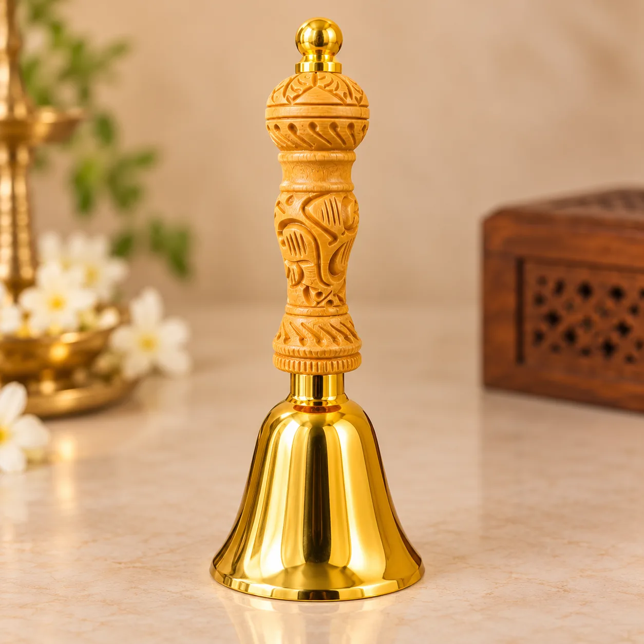 Shraviko Hand-Carved Spiritual Brass Pooja Bell